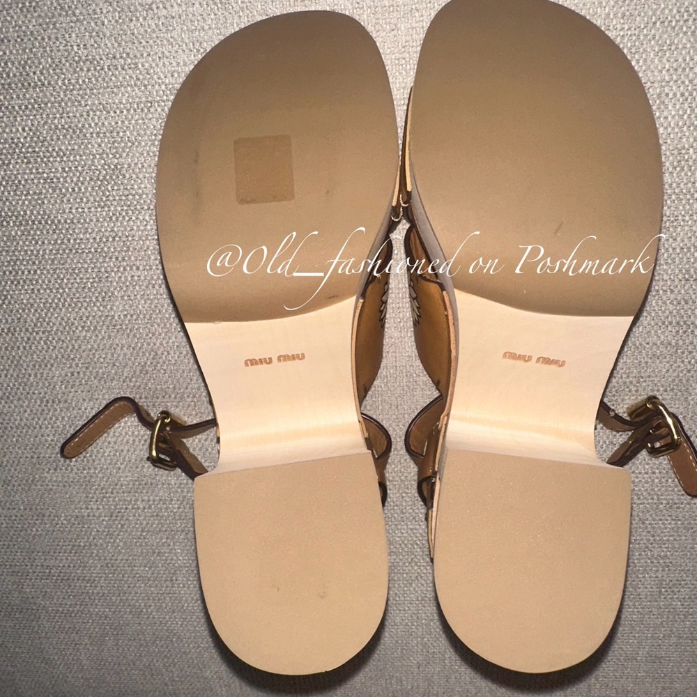 MIU MIU Platform Leather Sandals 37 - Picture 13 of 15